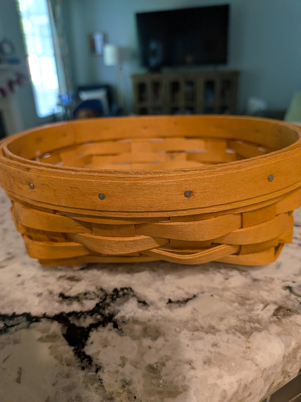 Handwoven Natural Wood Basket - Honey Brown Longaberger